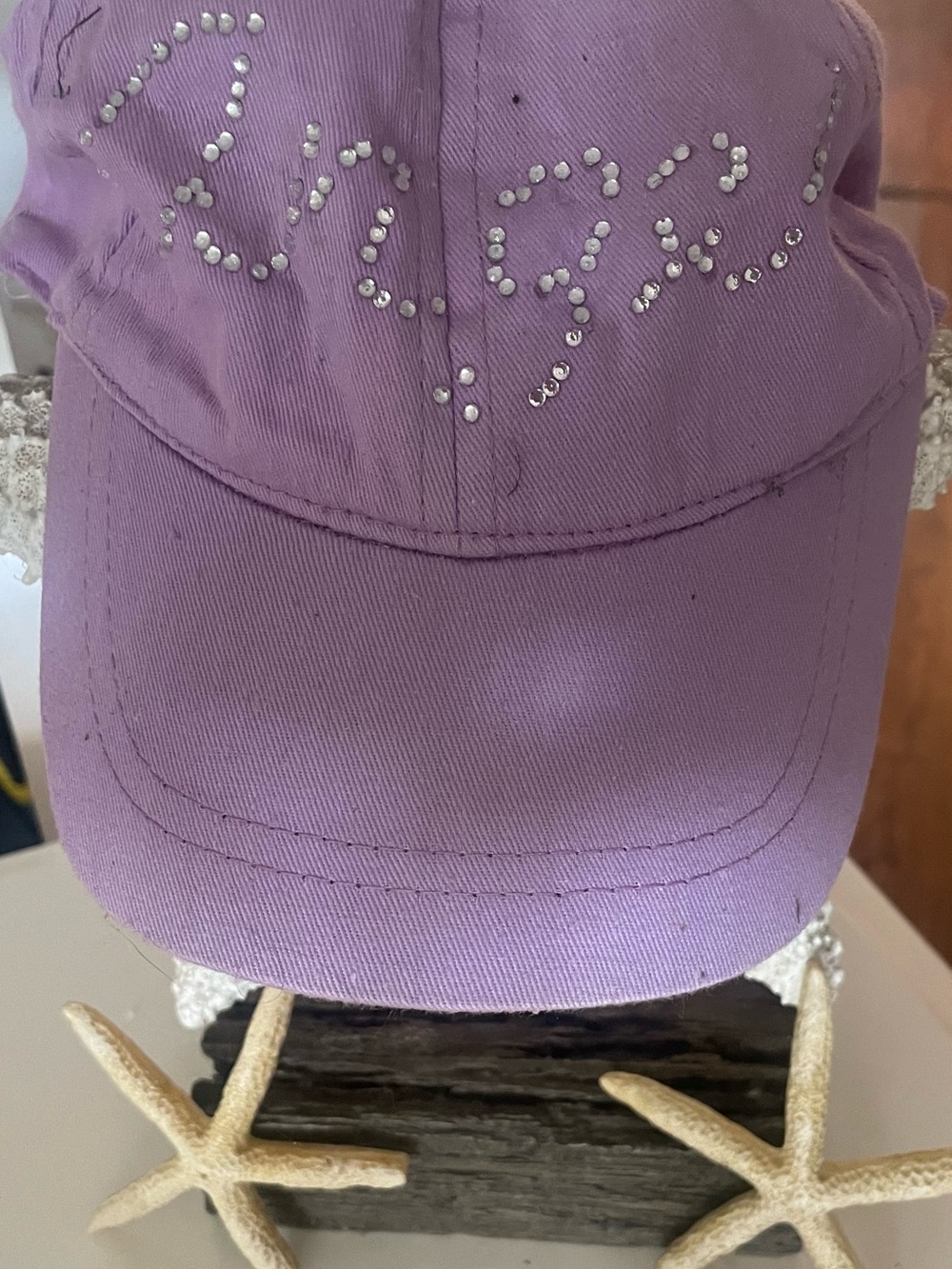 Lavender Rhinestone Embellished Baseball Cap “Angel”